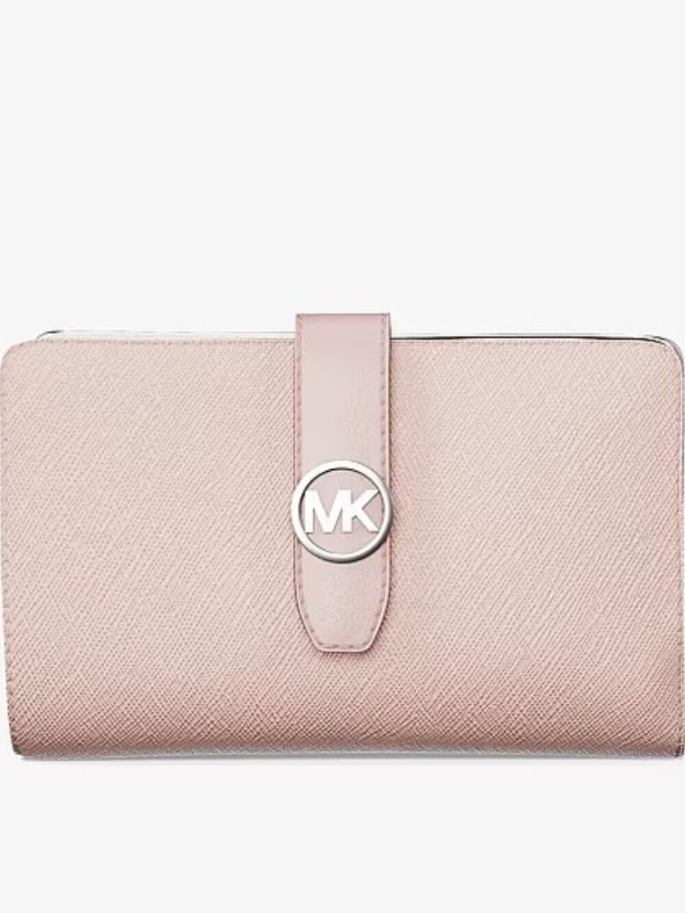 Michael Kors Greenwich Med BiFold Saffiano Leather Wallet Powder Blush Pink NEW